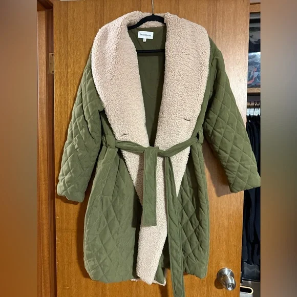 Heartloom coat, XS Olive and cream. - Picture 2 of 13